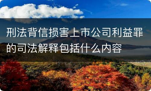 刑法背信损害上市公司利益罪的司法解释包括什么内容