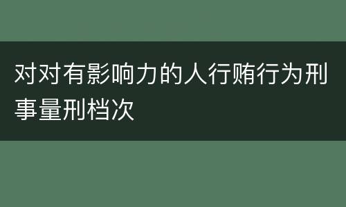 对对有影响力的人行贿行为刑事量刑档次