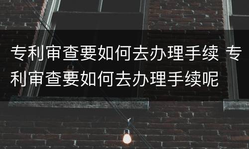 专利审查要如何去办理手续 专利审查要如何去办理手续呢