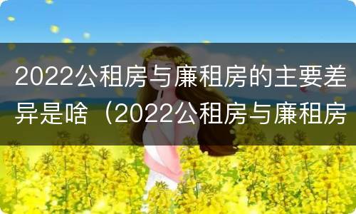 2022公租房与廉租房的主要差异是啥（2022公租房与廉租房的主要差异是啥呀）