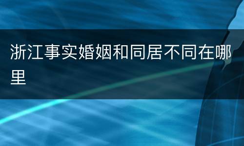 浙江事实婚姻和同居不同在哪里