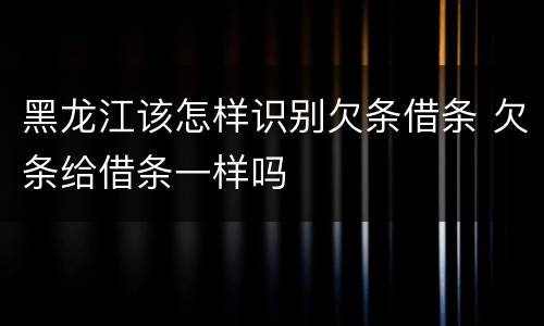 黑龙江该怎样识别欠条借条 欠条给借条一样吗