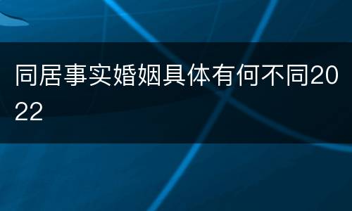 同居事实婚姻具体有何不同2022