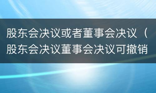 股东会决议或者董事会决议（股东会决议董事会决议可撤销）