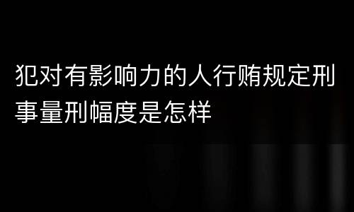 犯对有影响力的人行贿规定刑事量刑幅度是怎样