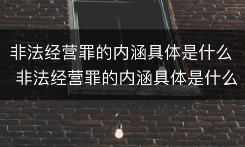 非法经营罪的内涵具体是什么 非法经营罪的内涵具体是什么意思