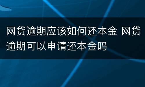 网贷逾期应该如何还本金 网贷逾期可以申请还本金吗