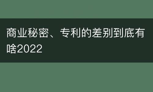 商业秘密、专利的差别到底有啥2022