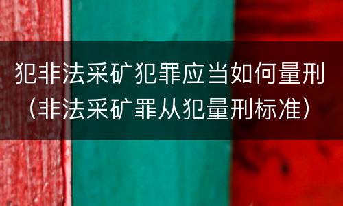 犯非法采矿犯罪应当如何量刑（非法采矿罪从犯量刑标准）