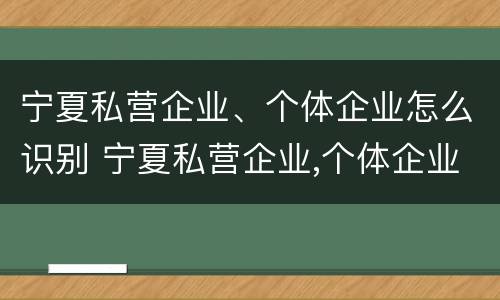 宁夏私营企业、个体企业怎么识别 宁夏私营企业,个体企业怎么识别出来