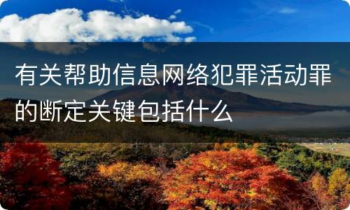 有关帮助信息网络犯罪活动罪的断定关键包括什么