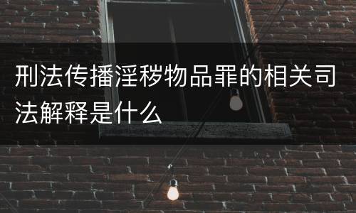 刑法传播淫秽物品罪的相关司法解释是什么