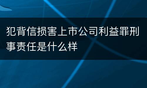 犯背信损害上市公司利益罪刑事责任是什么样