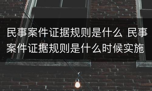 民事案件证据规则是什么 民事案件证据规则是什么时候实施