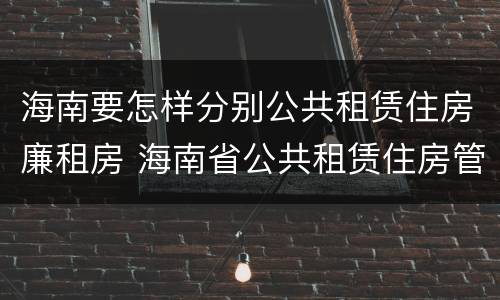 海南要怎样分别公共租赁住房廉租房 海南省公共租赁住房管理办法