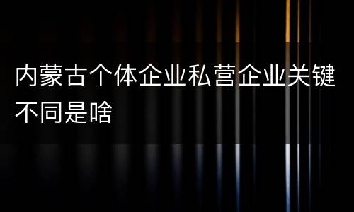 内蒙古个体企业私营企业关键不同是啥