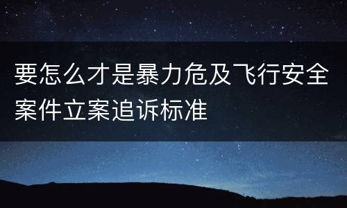 要怎么才是暴力危及飞行安全案件立案追诉标准