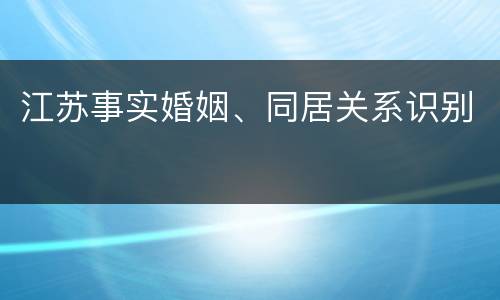 江苏事实婚姻、同居关系识别