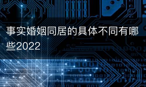 事实婚姻同居的具体不同有哪些2022