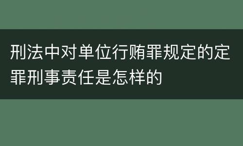 刑法中对单位行贿罪规定的定罪刑事责任是怎样的