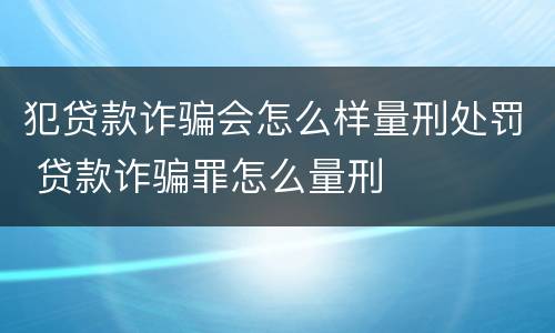 犯贷款诈骗会怎么样量刑处罚 贷款诈骗罪怎么量刑