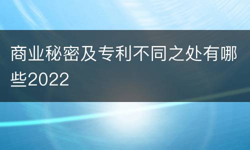 商业秘密及专利不同之处有哪些2022