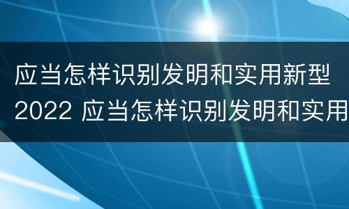 应当怎样识别发明和实用新型2022 应当怎样识别发明和实用新型2022年的产品