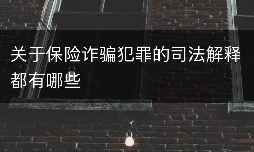 关于保险诈骗犯罪的司法解释都有哪些