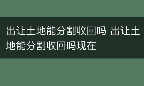 出让土地能分割收回吗 出让土地能分割收回吗现在