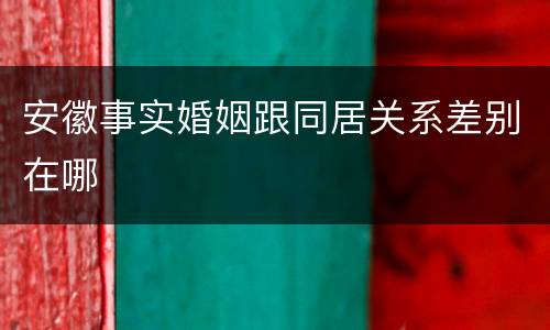 安徽事实婚姻跟同居关系差别在哪