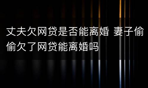 丈夫欠网贷是否能离婚 妻子偷偷欠了网贷能离婚吗