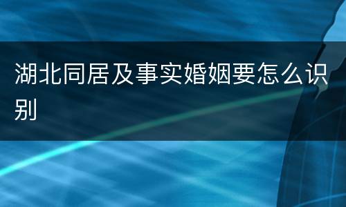 湖北同居及事实婚姻要怎么识别