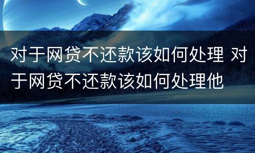 对于网贷不还款该如何处理 对于网贷不还款该如何处理他