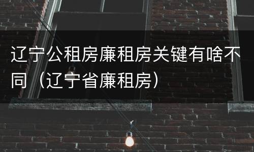 辽宁公租房廉租房关键有啥不同（辽宁省廉租房）