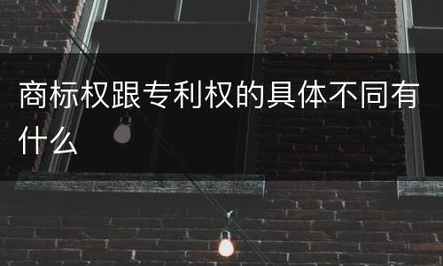 商标权跟专利权的具体不同有什么