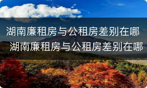 湖南廉租房与公租房差别在哪 湖南廉租房与公租房差别在哪里