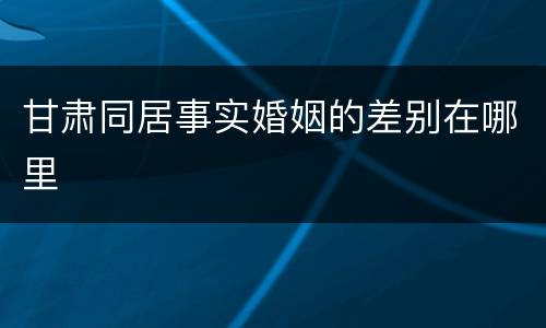 甘肃同居事实婚姻的差别在哪里