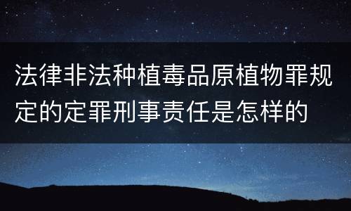 法律非法种植毒品原植物罪规定的定罪刑事责任是怎样的