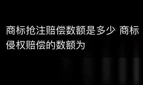 商标抢注赔偿数额是多少 商标侵权赔偿的数额为