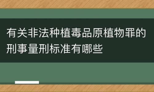 有关非法种植毒品原植物罪的刑事量刑标准有哪些