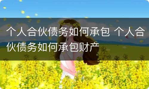 个人合伙债务如何承包 个人合伙债务如何承包财产