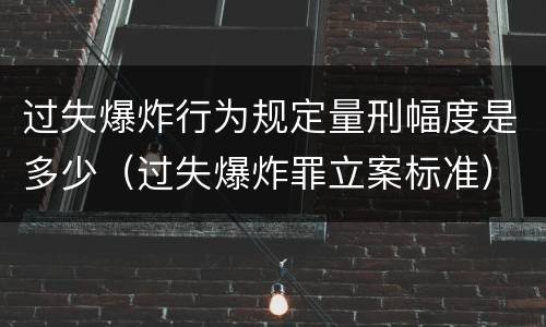 过失爆炸行为规定量刑幅度是多少（过失爆炸罪立案标准）