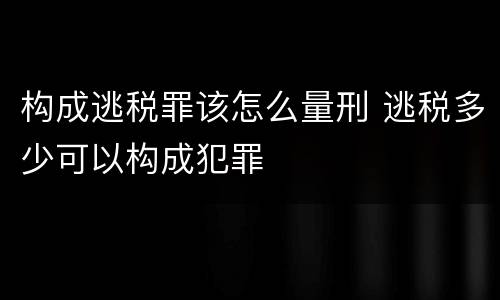 构成逃税罪该怎么量刑 逃税多少可以构成犯罪