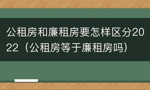 公租房和廉租房要怎样区分2022（公租房等于廉租房吗）