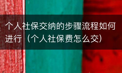 个人社保交纳的步骤流程如何进行（个人社保费怎么交）