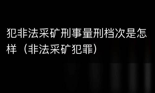 犯非法采矿刑事量刑档次是怎样（非法采矿犯罪）