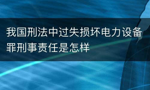 我国刑法中过失损坏电力设备罪刑事责任是怎样