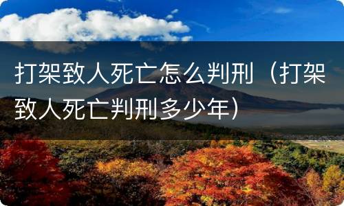 打架致人死亡怎么判刑（打架致人死亡判刑多少年）