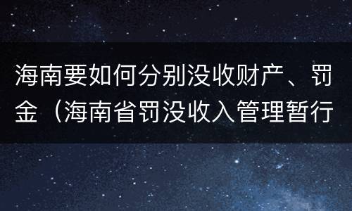 海南要如何分别没收财产、罚金（海南省罚没收入管理暂行办法）