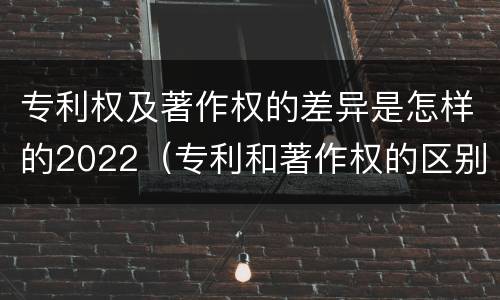 专利权及著作权的差异是怎样的2022（专利和著作权的区别）